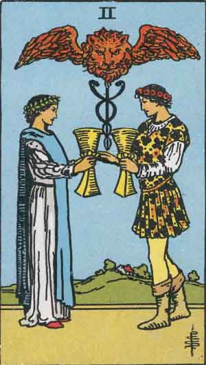 Two of Cups tarot card - High Resolution