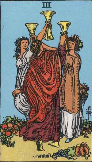 Three of Cups tarot card - High Resolution