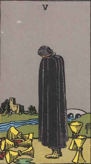 Five of Cups tarot card - High Resolution