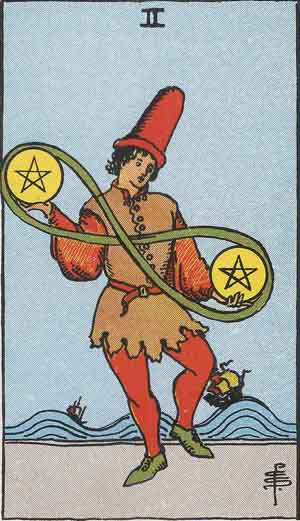 Two of Pentacles tarot card - High Resolution