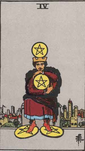 Four of Pentacles tarot card - High Resolution