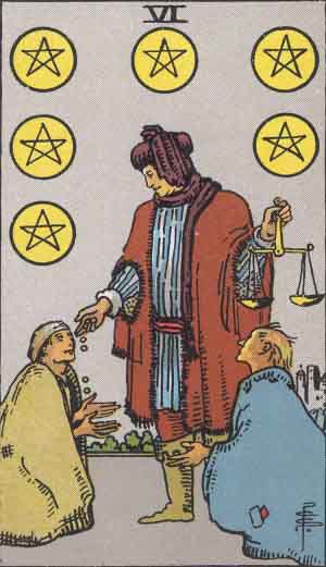 Six of Pentacles tarot card - High Resolution