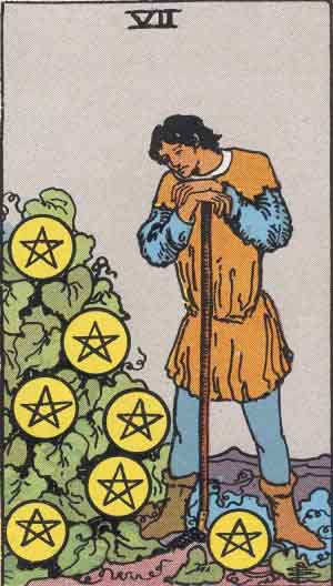 Seven of Pentacles tarot card - High Resolution