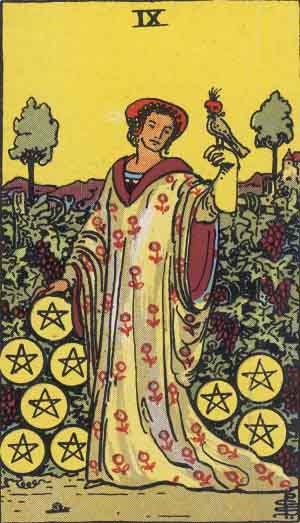 Nine of Pentacles tarot card - High Resolution