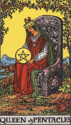Queen of Pentacles tarot card - High Resolution