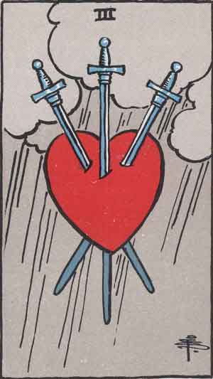 Three of Swords tarot card - High Resolution