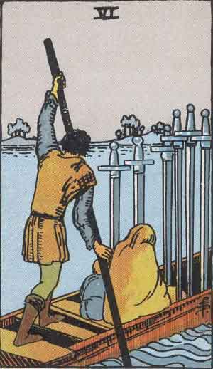 Six of Swords tarot card - High Resolution