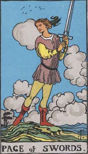 Page of Swords tarot card - High Resolution