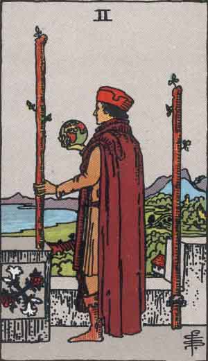 Two of Wands tarot card - High Resolution