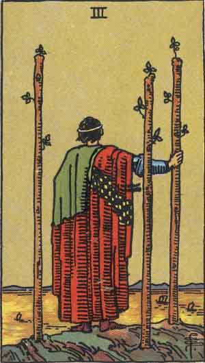 Three of Wands tarot card - High Resolution