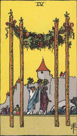 Four of Wands tarot card - High Resolution