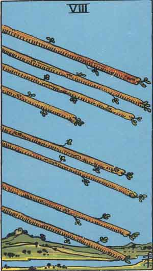 Eight of Wands tarot card - High Resolution