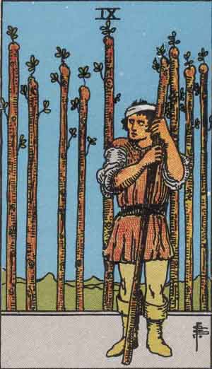 Nine of Wands tarot card - High Resolution