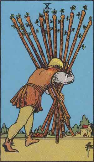 Ten of Wands tarot card - High Resolution