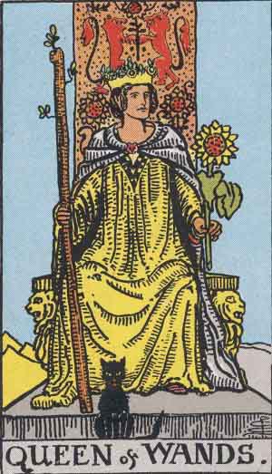 Queen of Wands tarot card - High Resolution