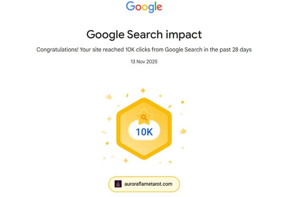 ออโรรา เฟลม ทาโรต์ เพิ่งเข้าถึง 10,000 คลิก... และฉันกำลังสลายความคิด (ในทางที่ดีที่สุด)